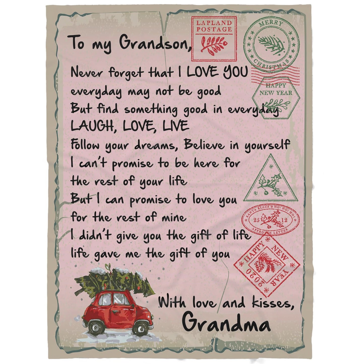 Blanket Christmas Gift For Grandson, Gifts For Grandson From Grandma, I Love You