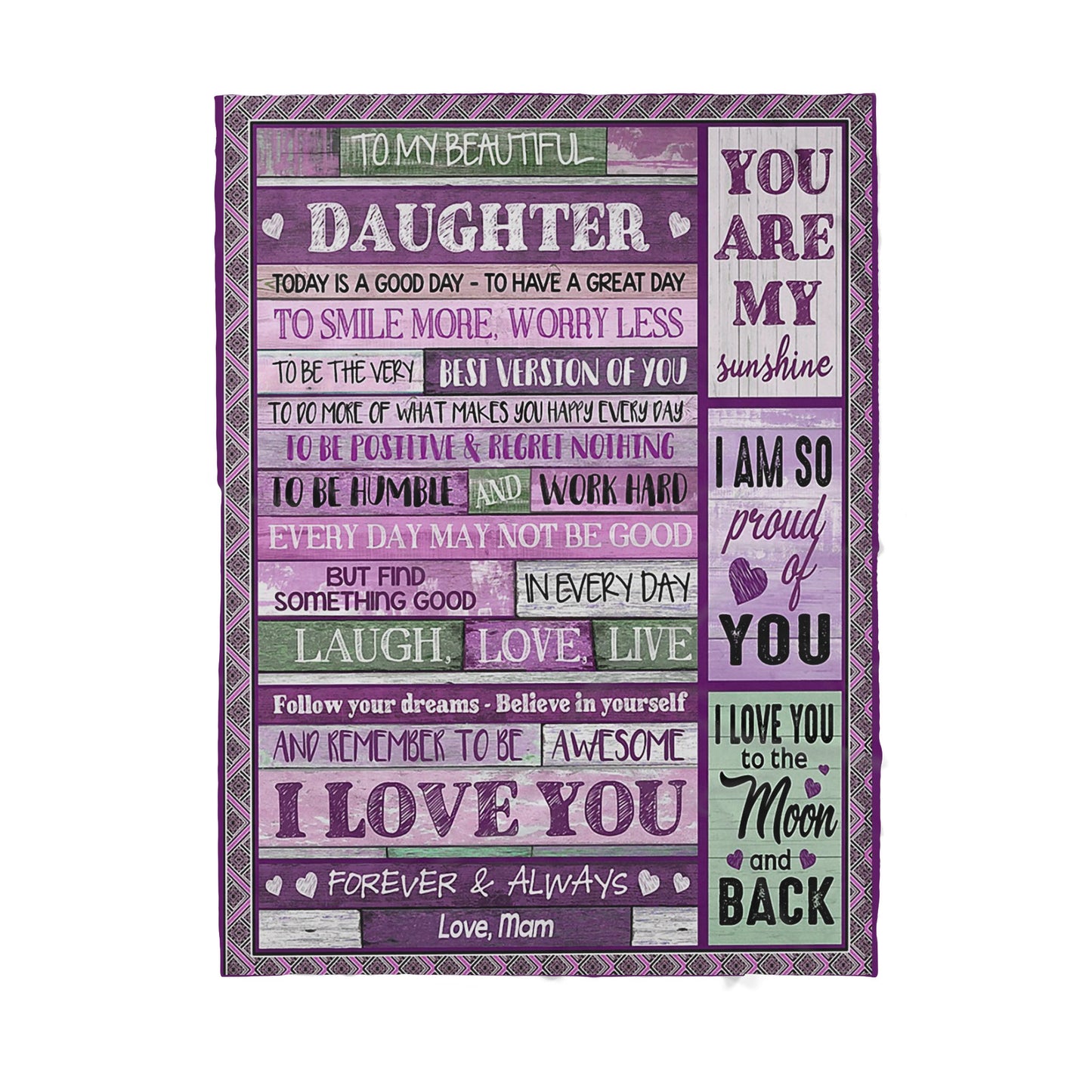 Blanket Gift For Daughter, Mother Daughter Gifts, Smile More Worry Less