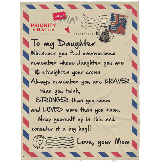 Blanket Christmas Birthday Gift ideas for Mother Daughter from Mother Mom You Are Braver Stronger Loved Personalize Customize Sherpa Blanket