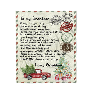 Blanket Christmas Gift For Grandson, Grandpa And Grandson Gifts, Letter to