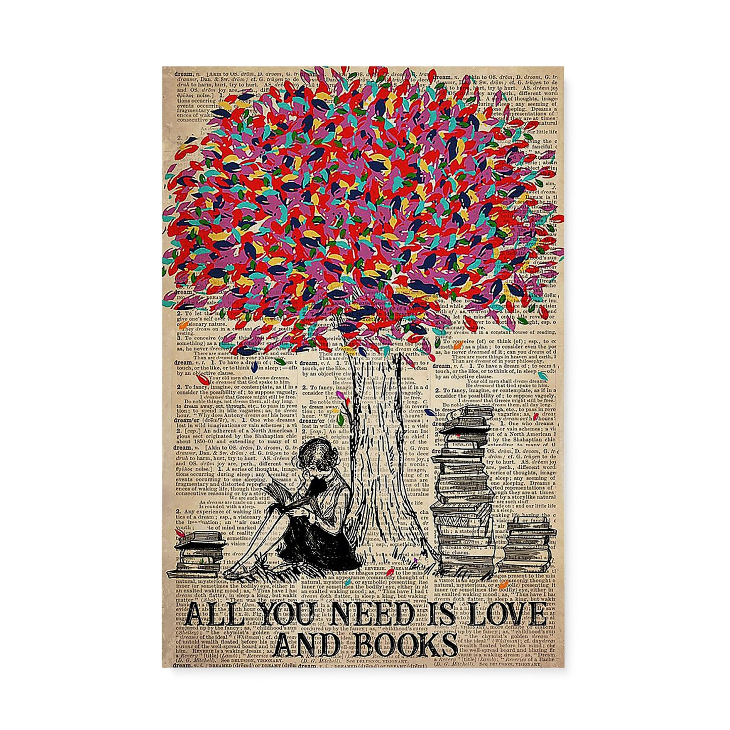 All You Need Is Love And Books Gift Ideas for Book Lovers Home Worm Her Wife Friend Woman Decorations Matte Canvas