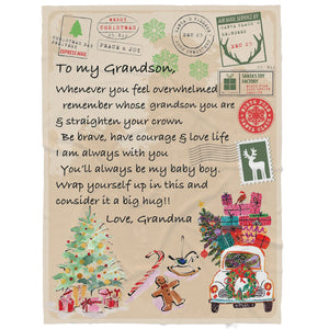 Blanket Christmas Gift For Grandson, Valentine Gifts For Grandsons, Feel Overwhelmed