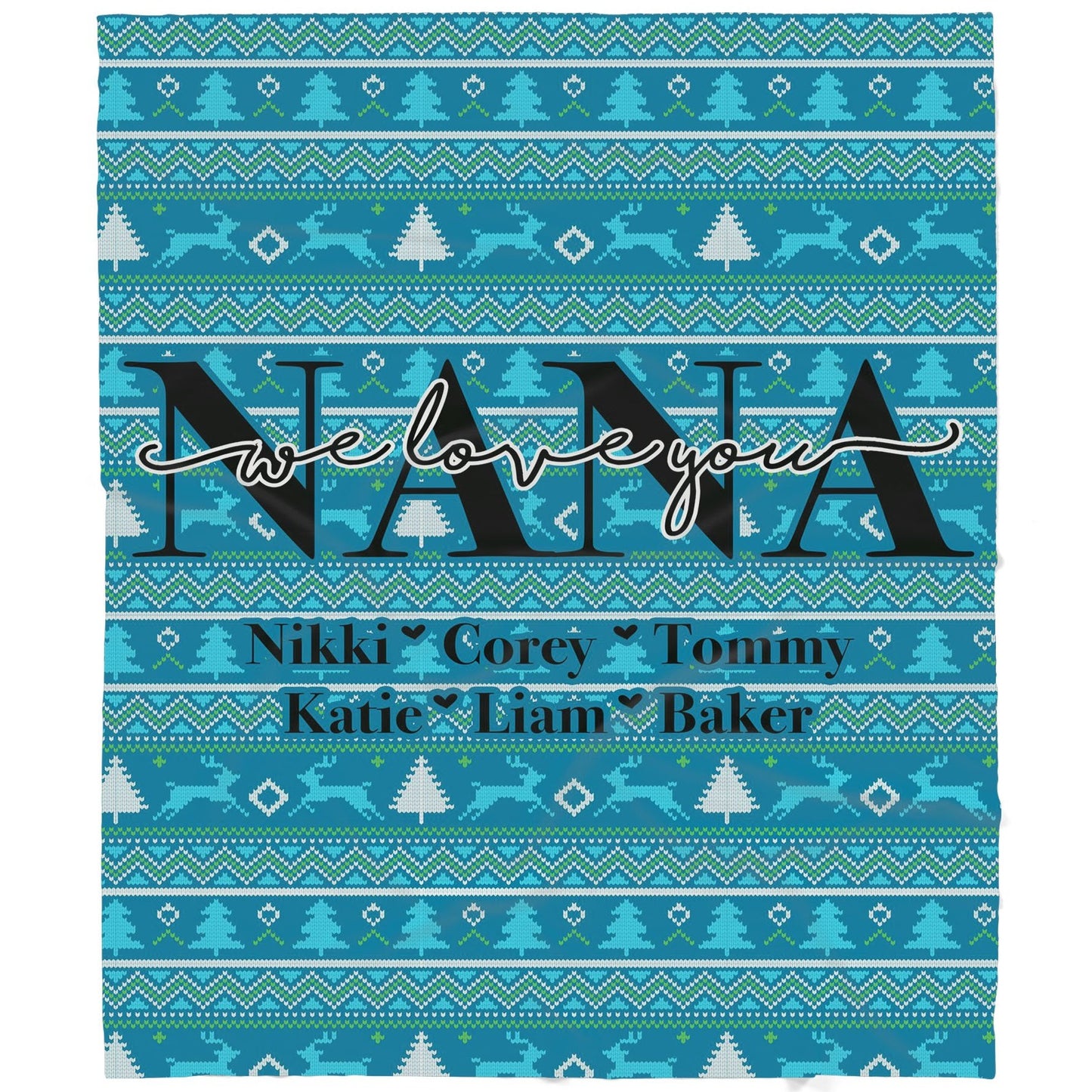 BLK201119 Christmas Blanket Gift Ideas for Grandma Customize Personalize Name Grandkids Grandchildren Nana We Love You Sherpa