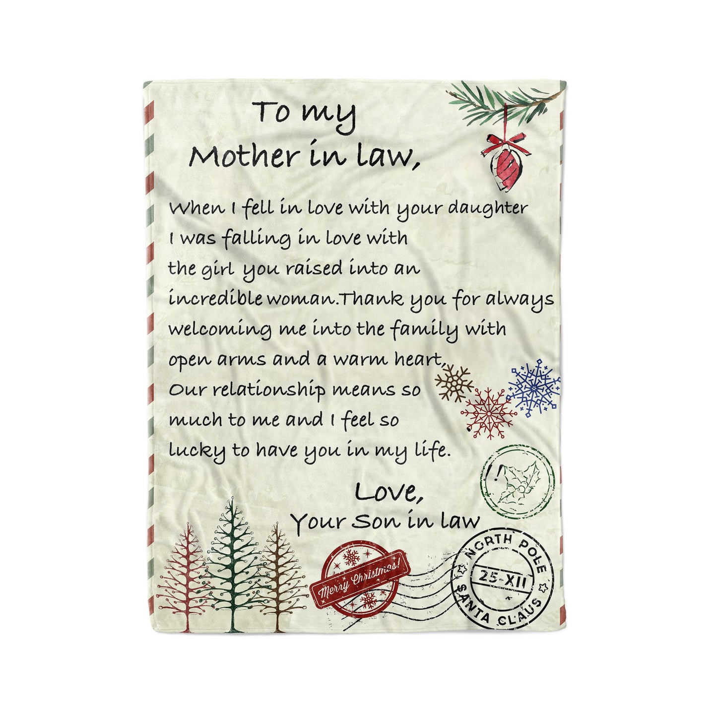 Blanket Christmas Gift ideas for Mother in Law from Son in Law Customize Personalize Love with Your Daughter 20121113 - Fleece Blanket