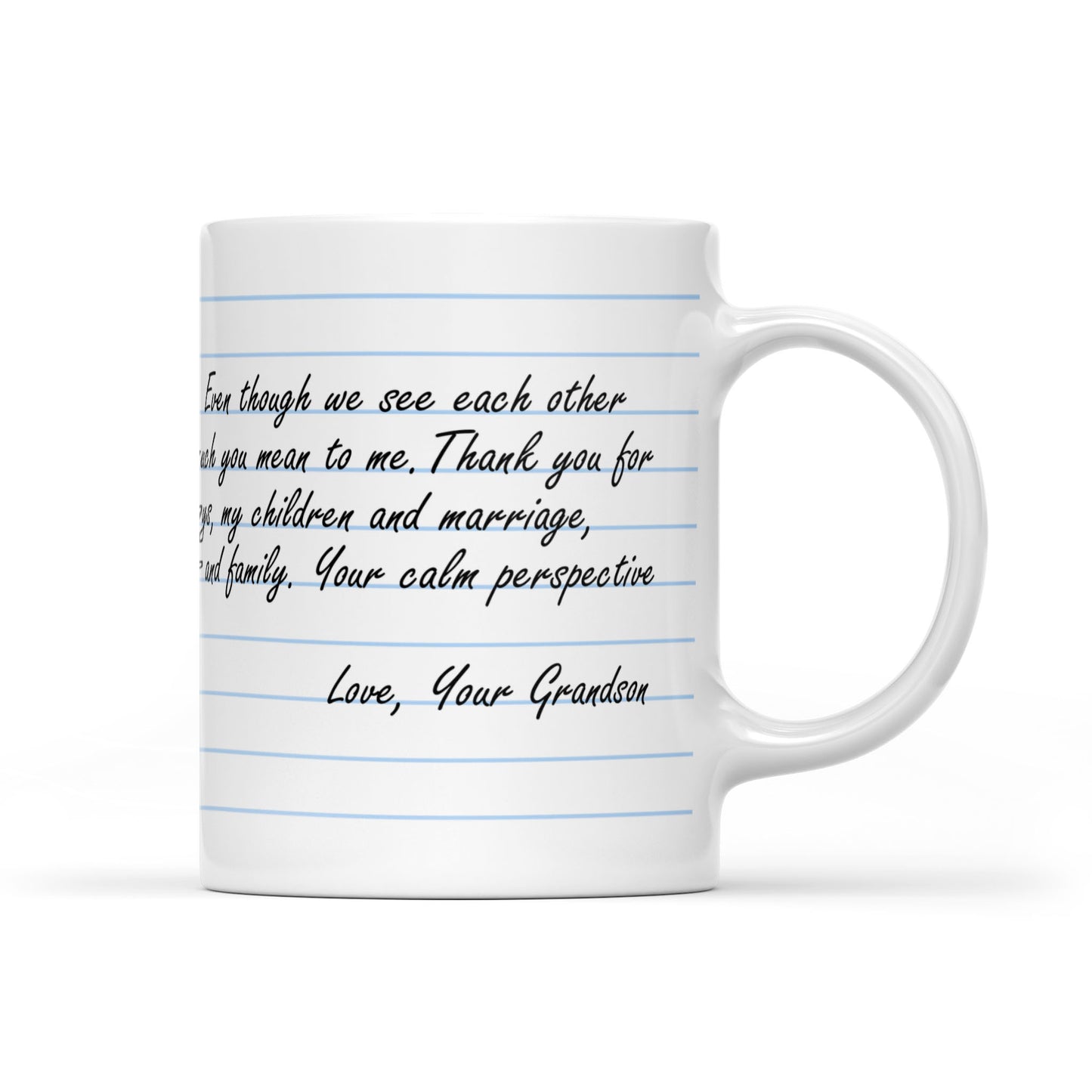 Custom Thoughtful Message Letter Gift Mug for Grandma from Grand Son, Mothers Day Mug for Grandma