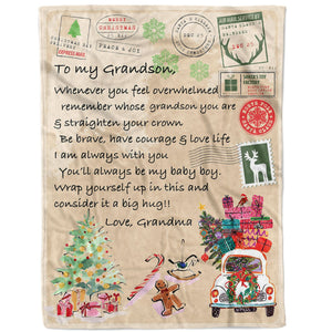 Blanket Christmas Gift For Grandson, Gifts For Grandson From Grandma, You Feel Overwhelmed
