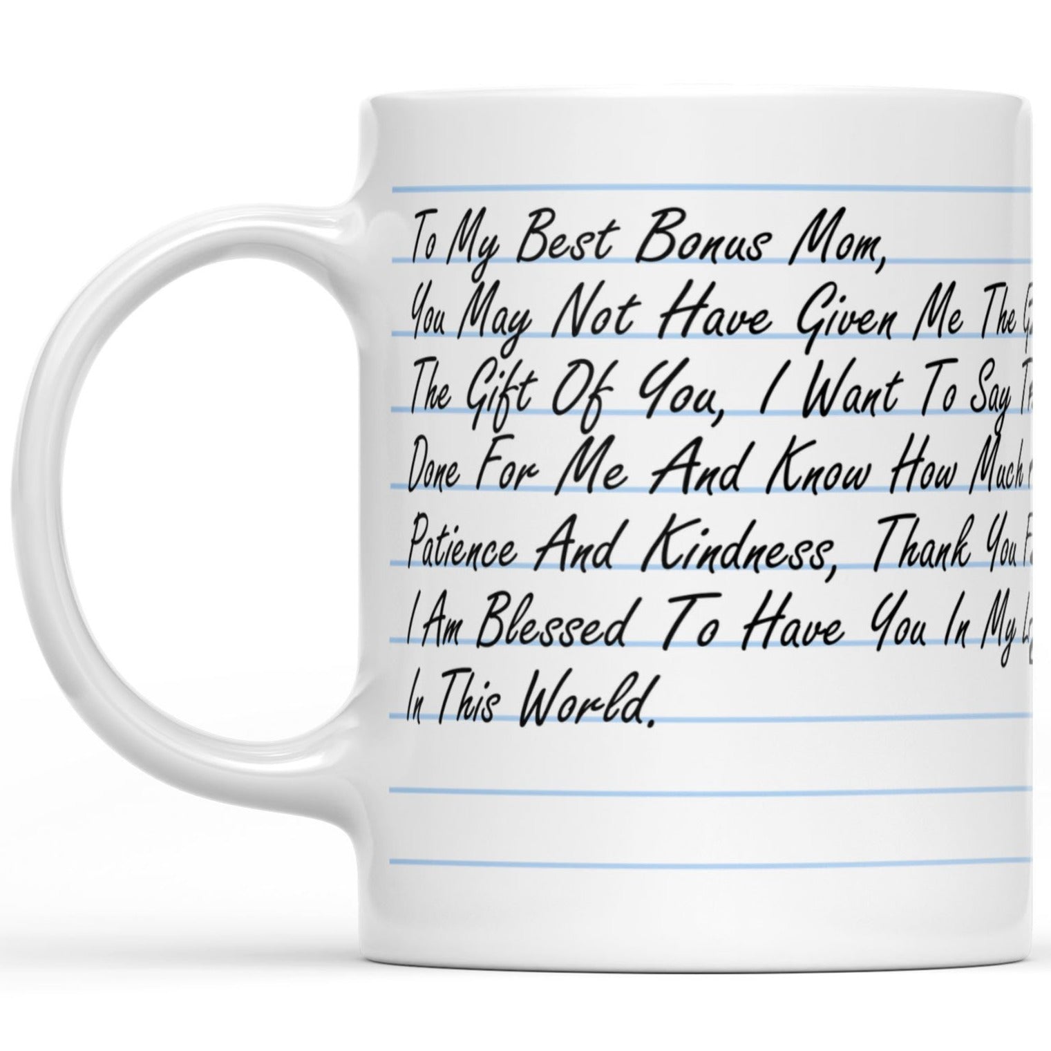 Personalized Letter to Bonus Mom From Son Mothers Day Mug Gift Ideas, Custom Message Mug for Step Mom