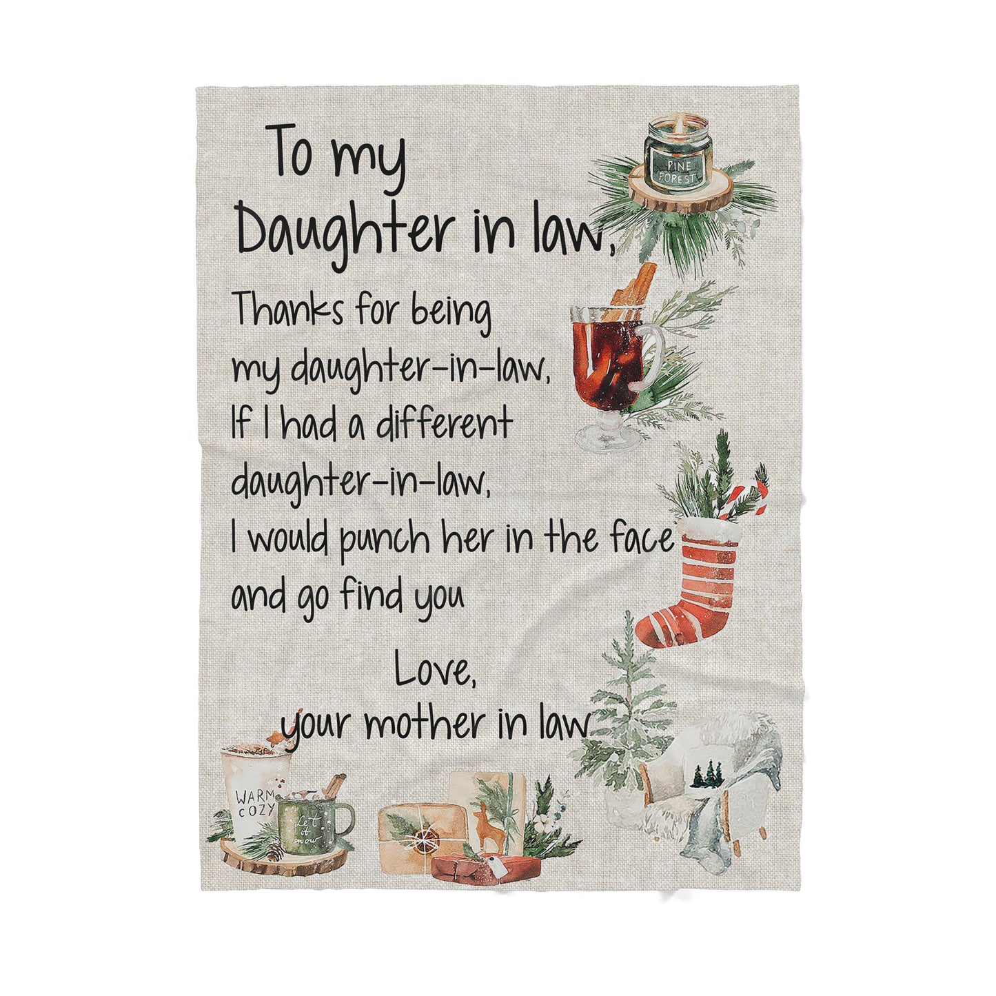 Christmas Blanket Gifts For Daughter In Law, Gift Ideas For Daughter In Law, Thanks for being