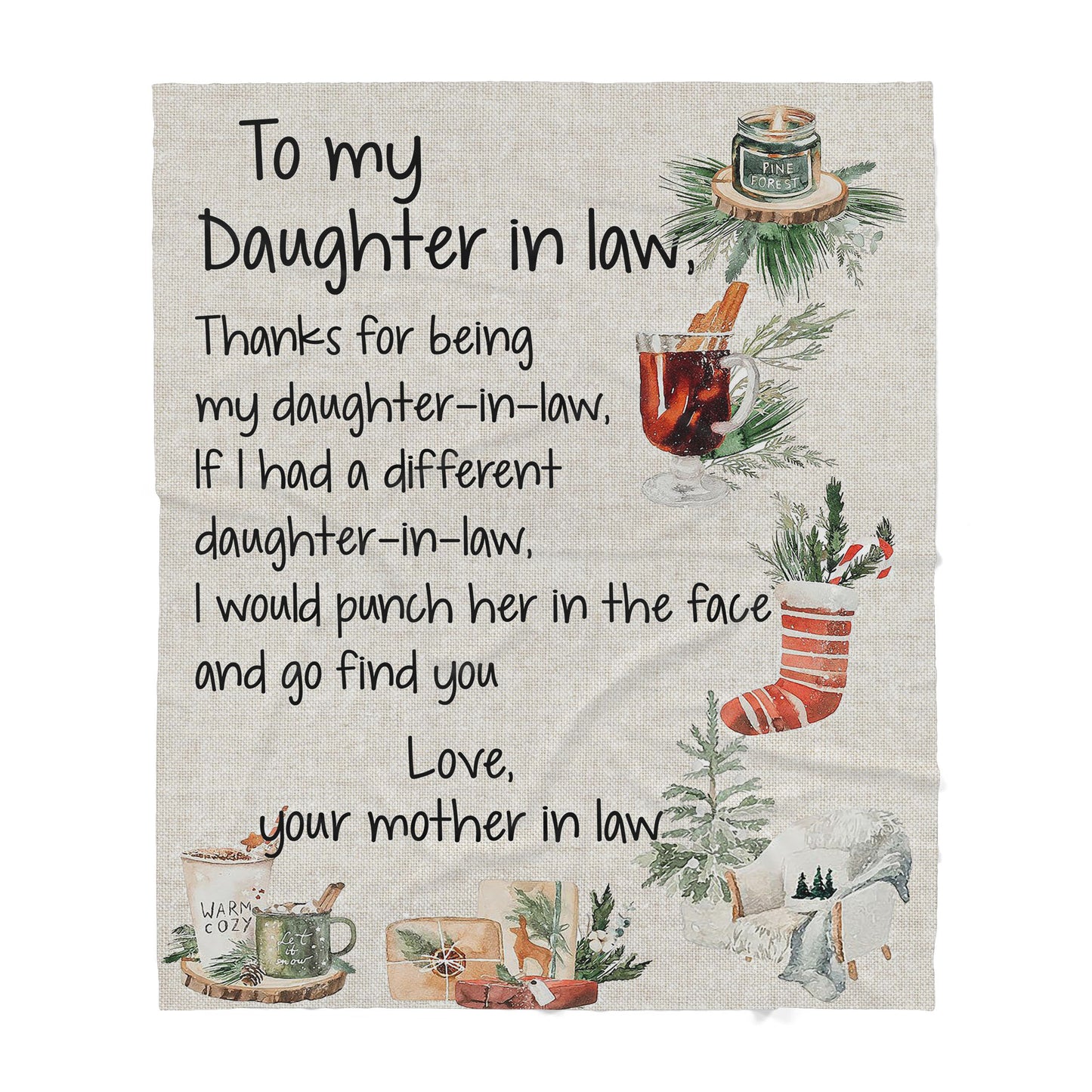 Christmas Blanket Gifts For Daughter In Law, Gift Ideas For Daughter In Law, Thanks for being