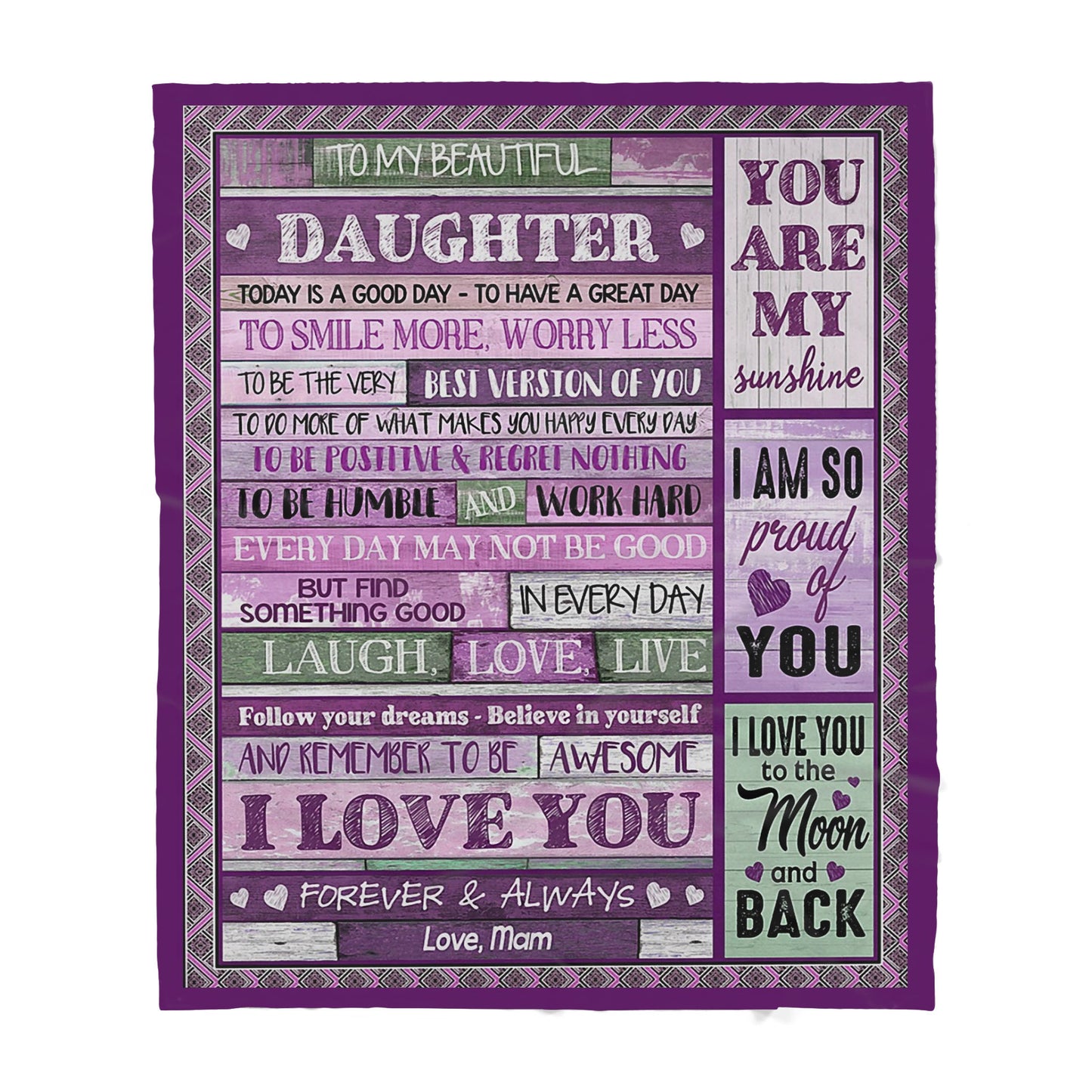 Blanket Gift For Daughter, Mother Daughter Gifts, Smile More Worry Less