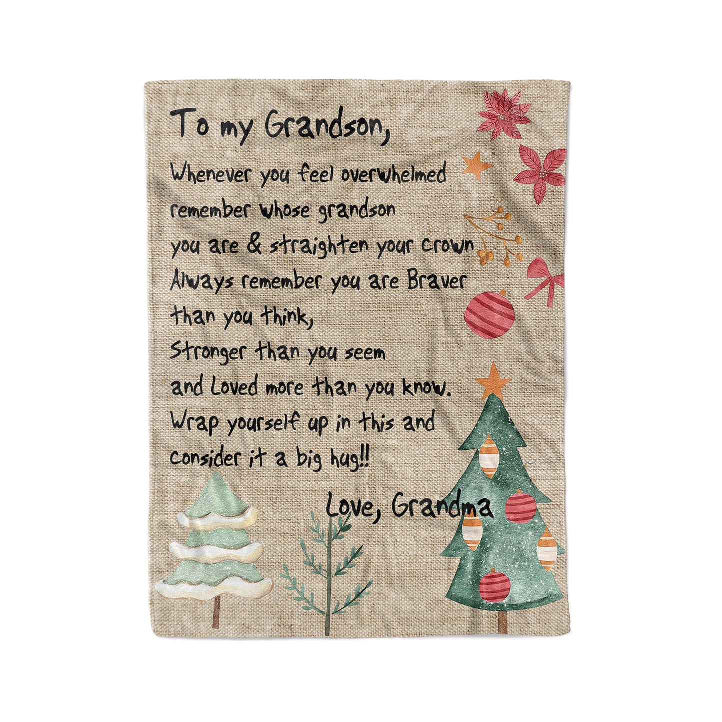 Blanket Christmas Gift For Grandson, Grandson Gifts From Grandma, Straighten Your Crown