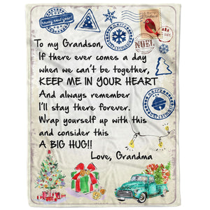 Blanket Christmas Gift For Grandson, Grandpa And Grandson Gifts, Keep Me In Your Heart