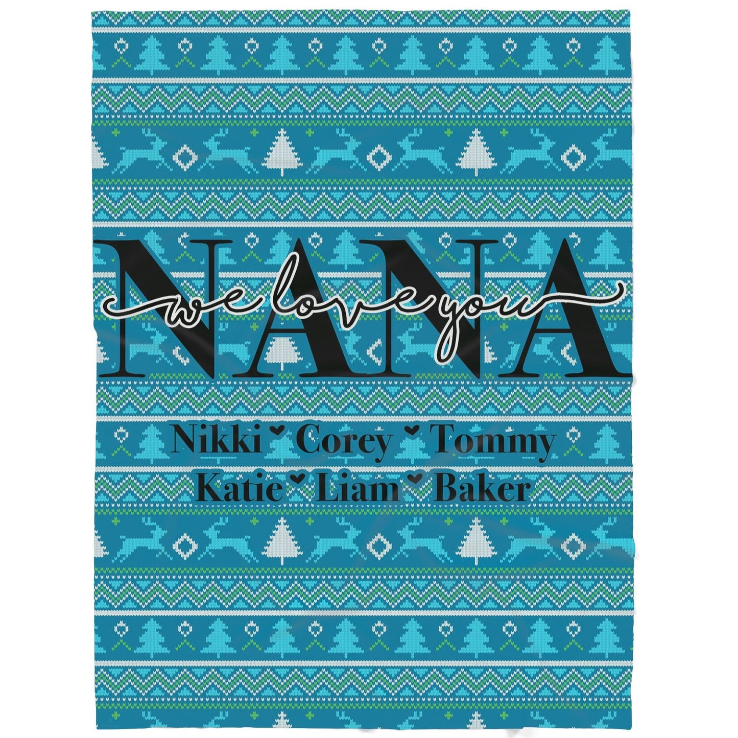 BLK201119 Christmas Blanket Gift Ideas for Grandma Customize Personalize Name Grandkids Grandchildren Nana We Love You Sherpa