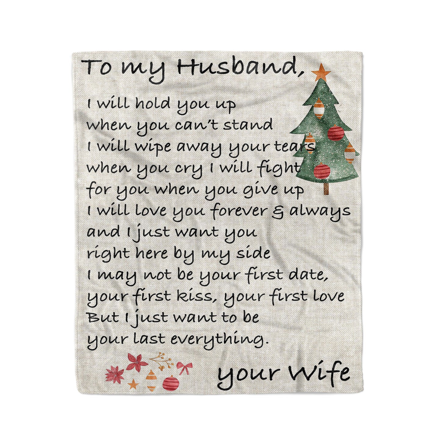 Christmas Blanket Gift For Husband, One Year Anniversary Gifts For Him, I Will Hold You