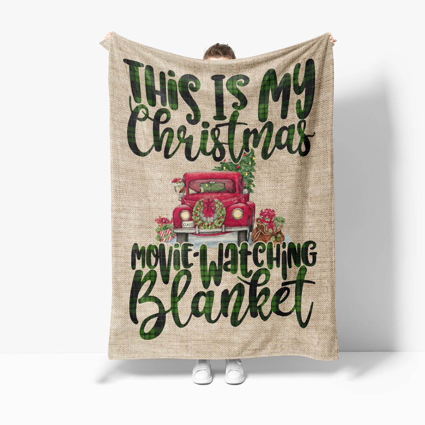 This is My Christmas Movie Watching Blanket, Funny Christmas Blanket Gift Ideas, Tartan Blanket