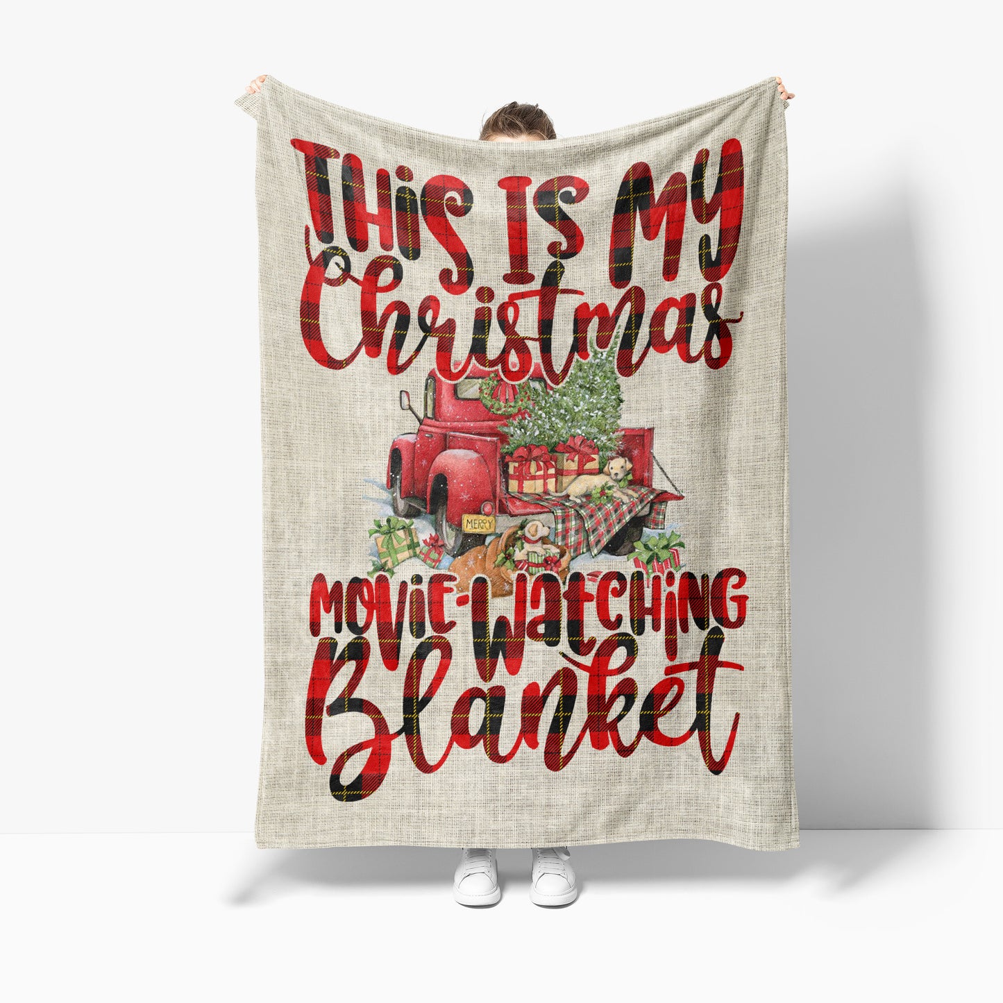 This is My Christmas Movie Watching Blanket, Funny Christmas Blanket Gift Ideas, Tartan Blanket