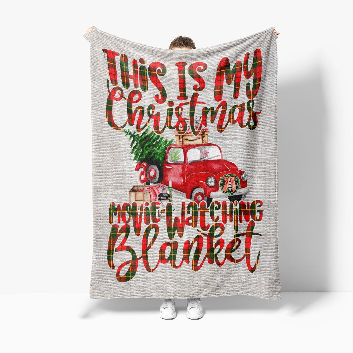 This is My Christmas Movie Watching Blanket, Funny Christmas Blanket Gift Ideas, Tartan Blanket