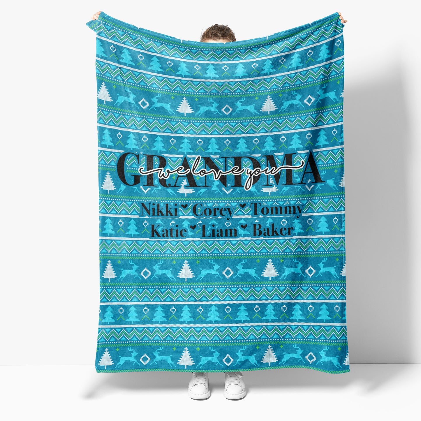 BLK201119 Christmas Blanket Gift Ideas for Grandma Customize Personalize Name Grandchildren Grandkids Grandma Nana Mimi We Love You Fleece