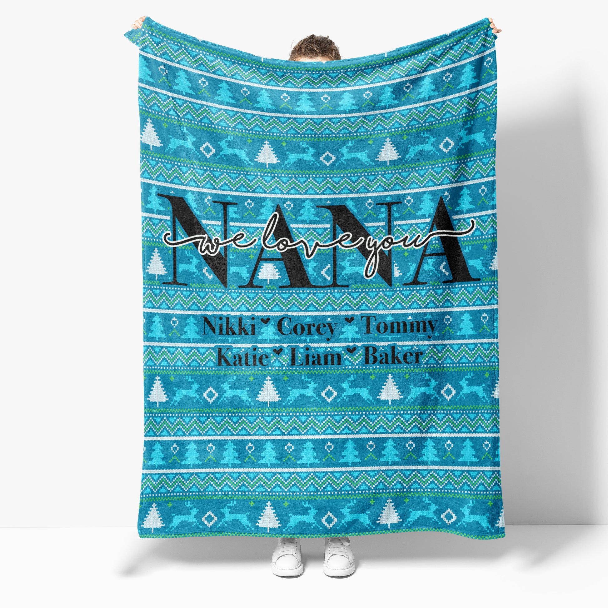 BLK201119 Christmas Blanket Gift Ideas for Grandma Customize Personalize Name Grandkids Grandchildren Nana We Love You Sherpa