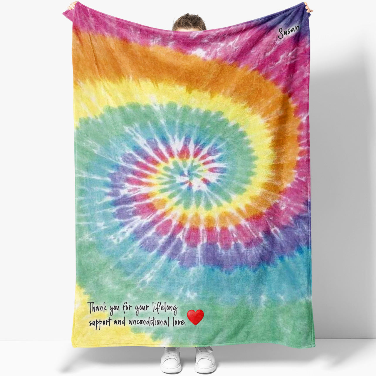 Tie Dye Blanket Gift Ideas For Wife, Custom Personalized Blanket Gift for Mothers Day