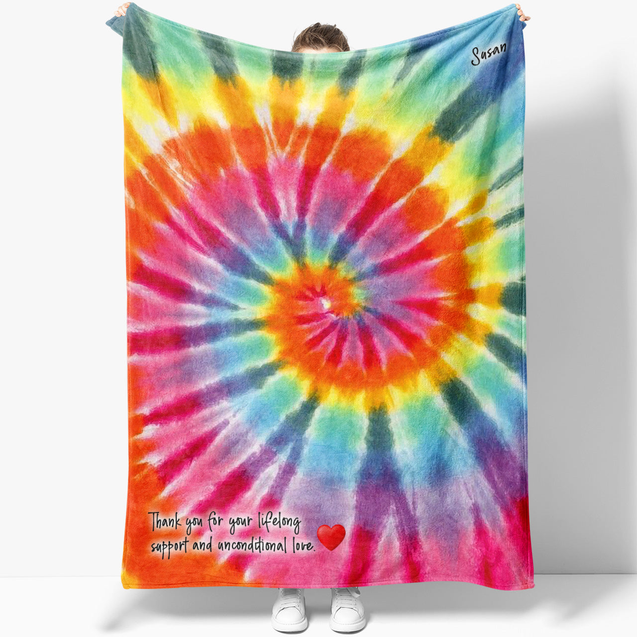 Tie Dye Blanket Gift Ideas For Wife, Custom Personalized Blanket Gift for Mothers Day