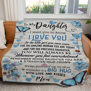 Blanket Gift Ideas For Daughter, I Love You, Butterfly Floral