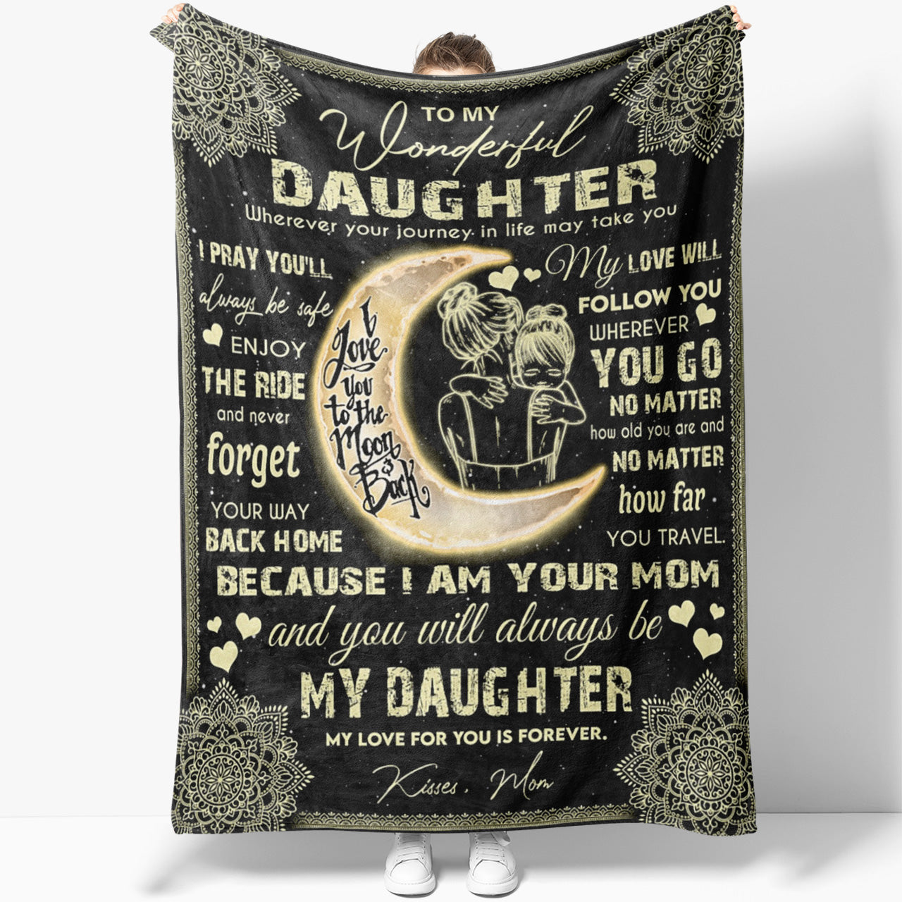 Blanket Graduation Gift For Daughter, I Love You To The Moon and Back