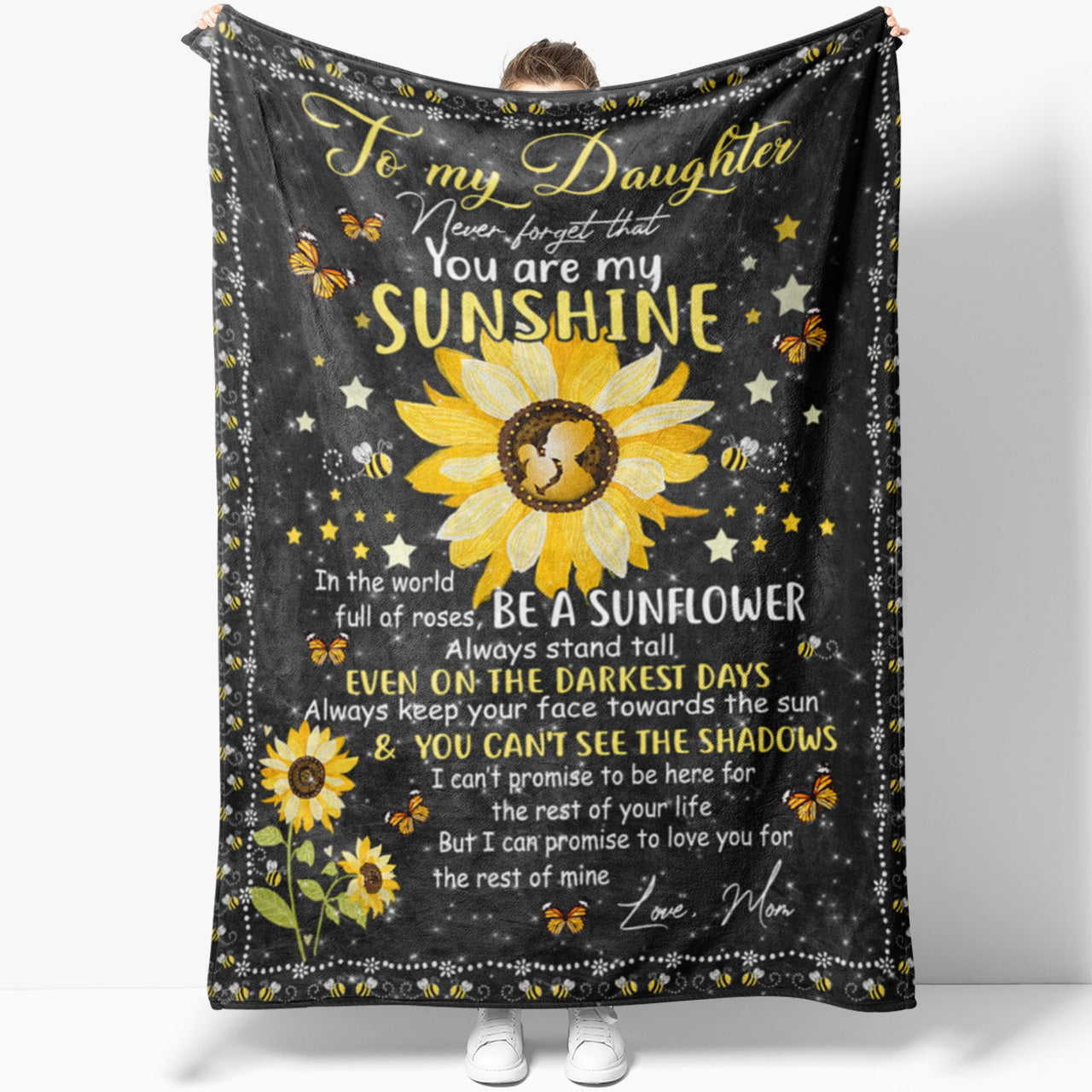 Blanket Gifts For Adult Daughter, You Are my Sunflower Hippie