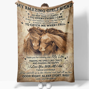 Blanket Gift For Her, Gift For Girlfriend, You Are The World, Horse Love