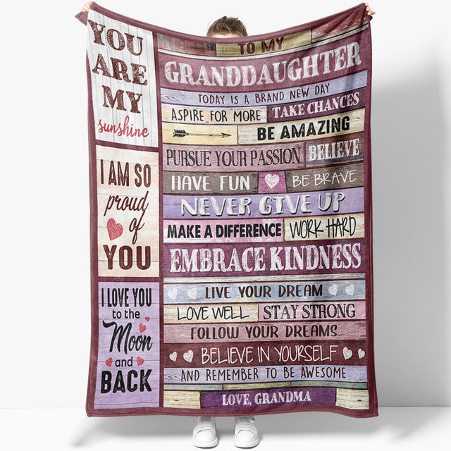 Blanket Gift For Granddaughter, Birthday Gifts for Granddaughter, Never Give Up