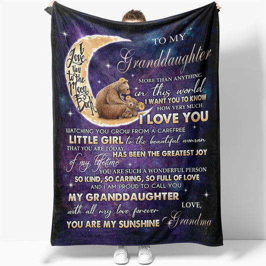 Blanket Gift For Granddaughter, I Love You to the Moon and Back