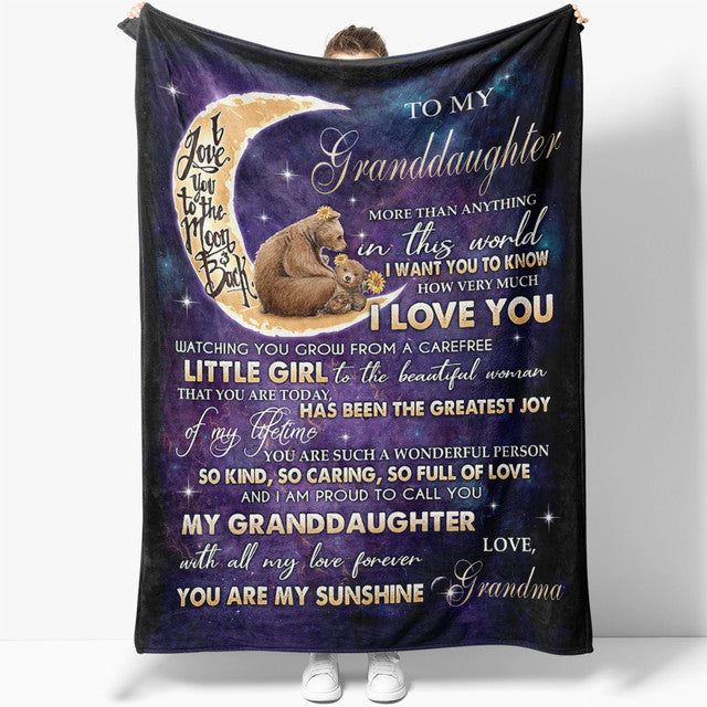 Blanket Gift For Granddaughter, I Love You to the Moon and Back