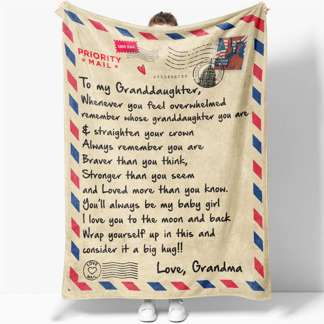 Blanket Gift For Granddaughter, Sweet Gifts For Granddaughter, Braver Stronger