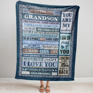 Blanket Gift For Grandson, Graduation Gifts For Grandson, Smile More Worry Less