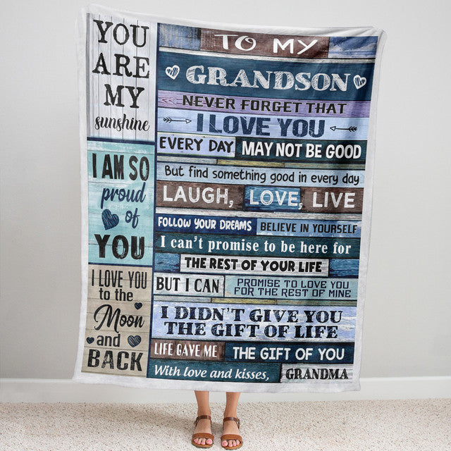 Blanket Gift For Grandson, Grandpa And Grandson Gifts, The Moon and Back