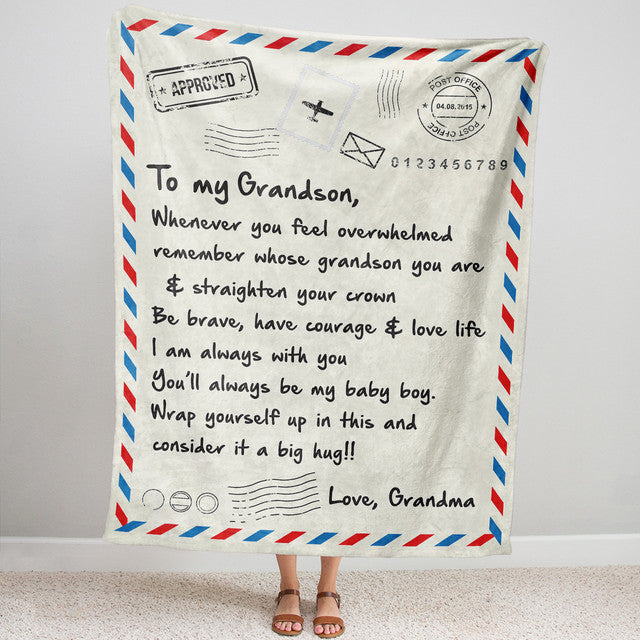 Blanket Gift For Grandson, Personalized Gifts For Grandson, Be Brave