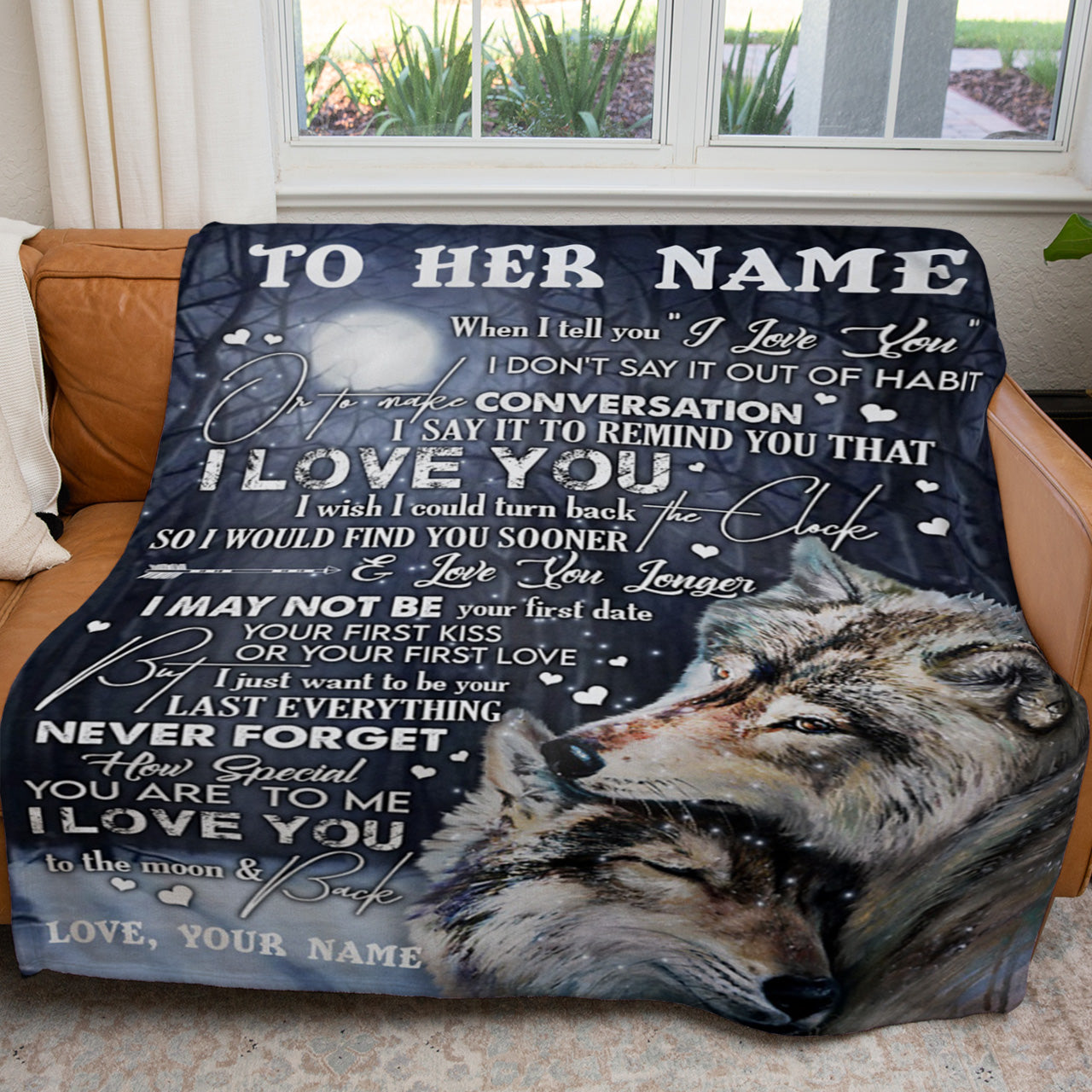 Blanket Gift For Her, I Love You My Wolf