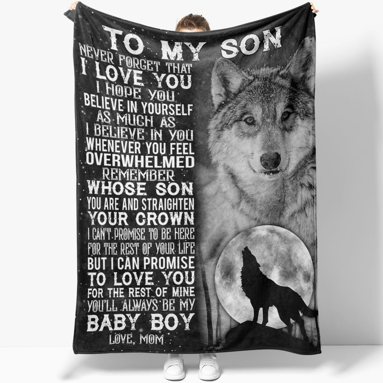 Blanket Gift For Son, Believe in Yourself My Wolf