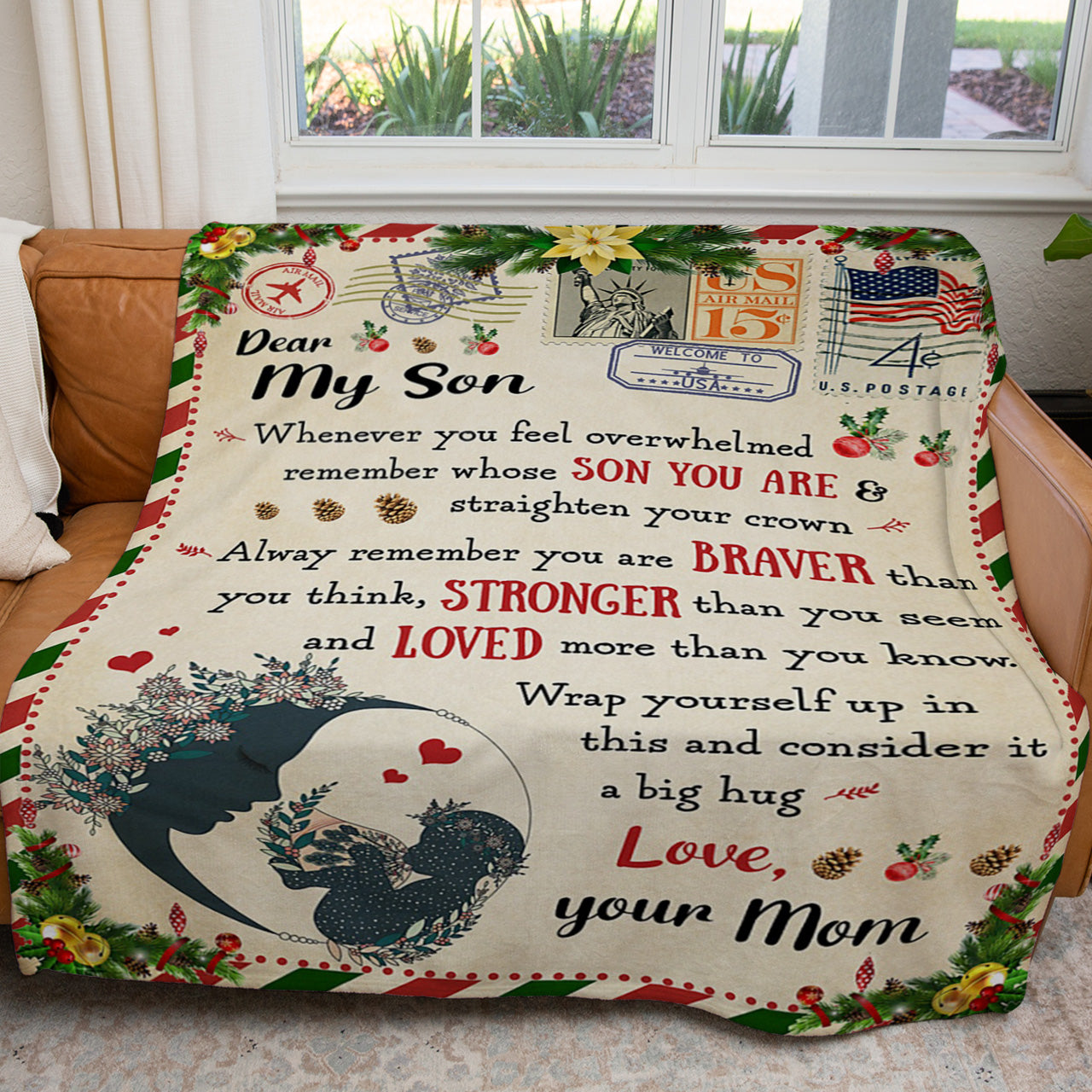 Blanket Gifts For Sons From Mothers, Braver Stronger