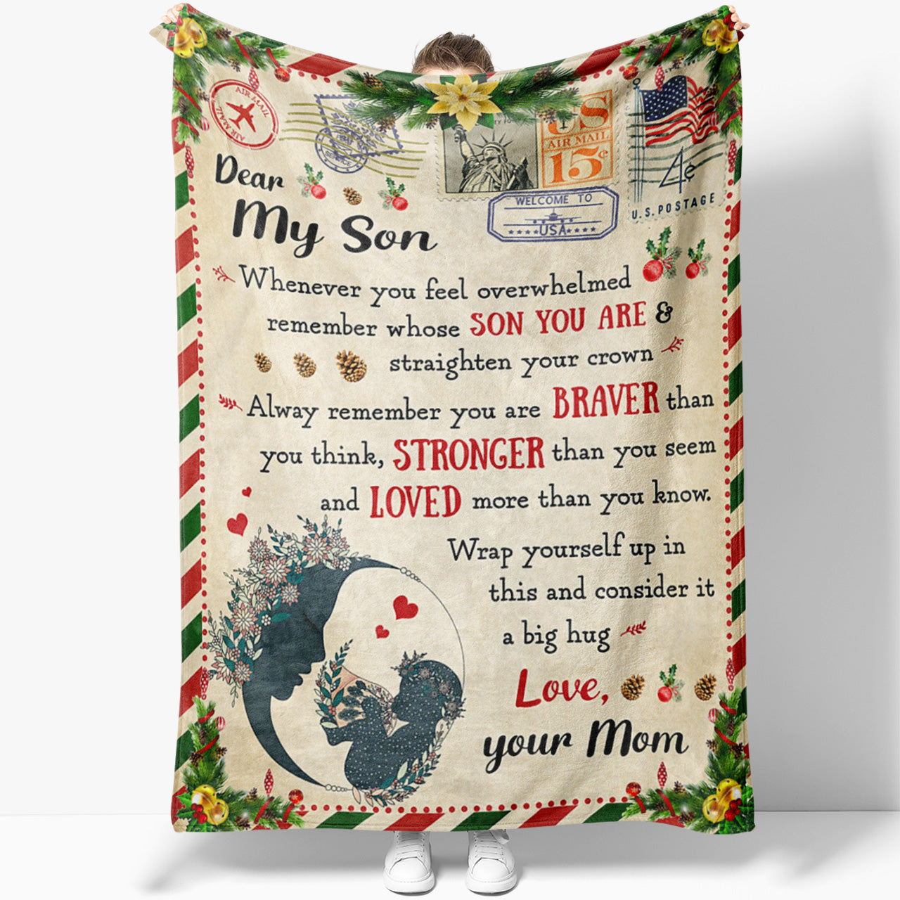 Blanket Gifts For Sons From Mothers, Braver Stronger