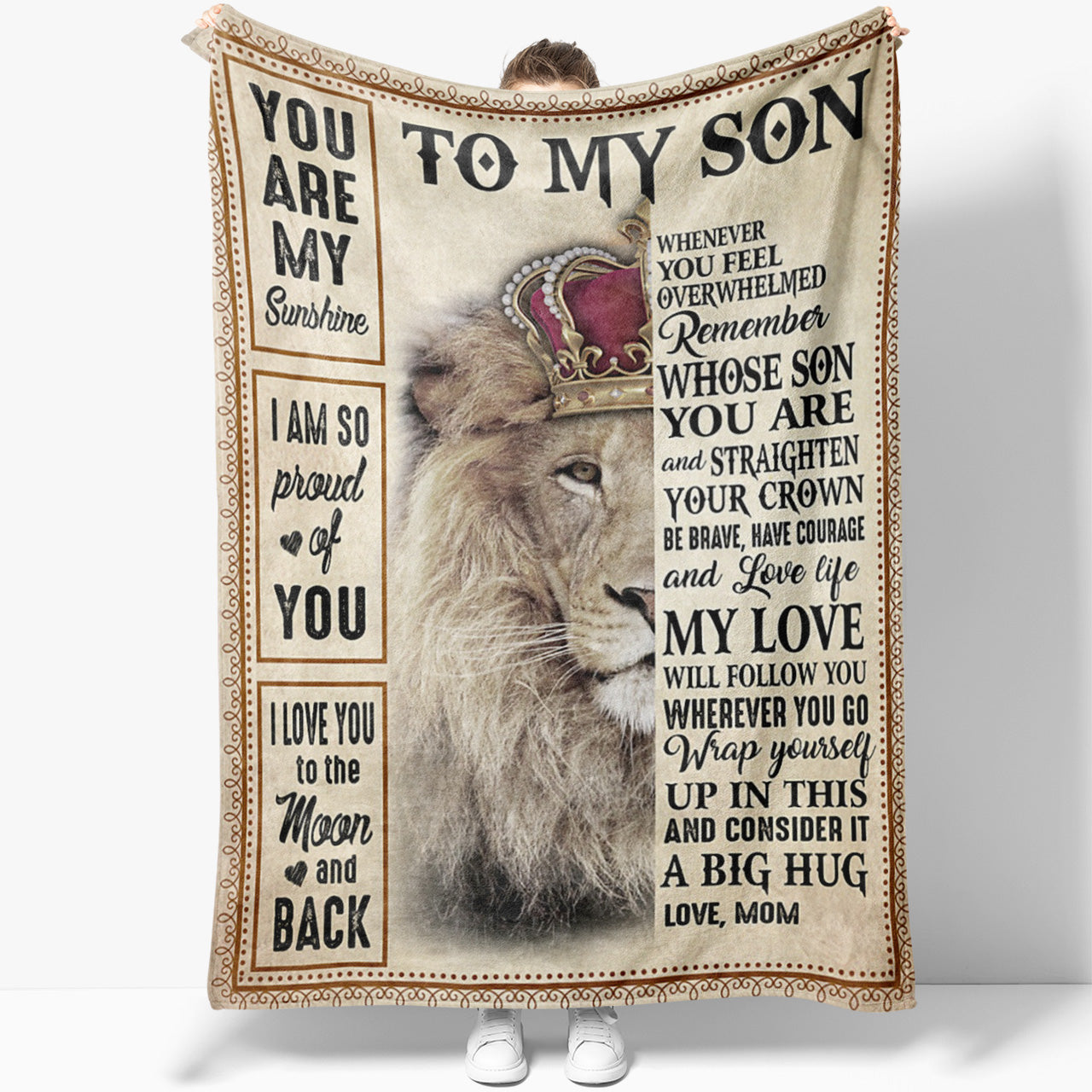 Blanket Gifts For Sons From Mothers, You Are My Sunshine Lion
