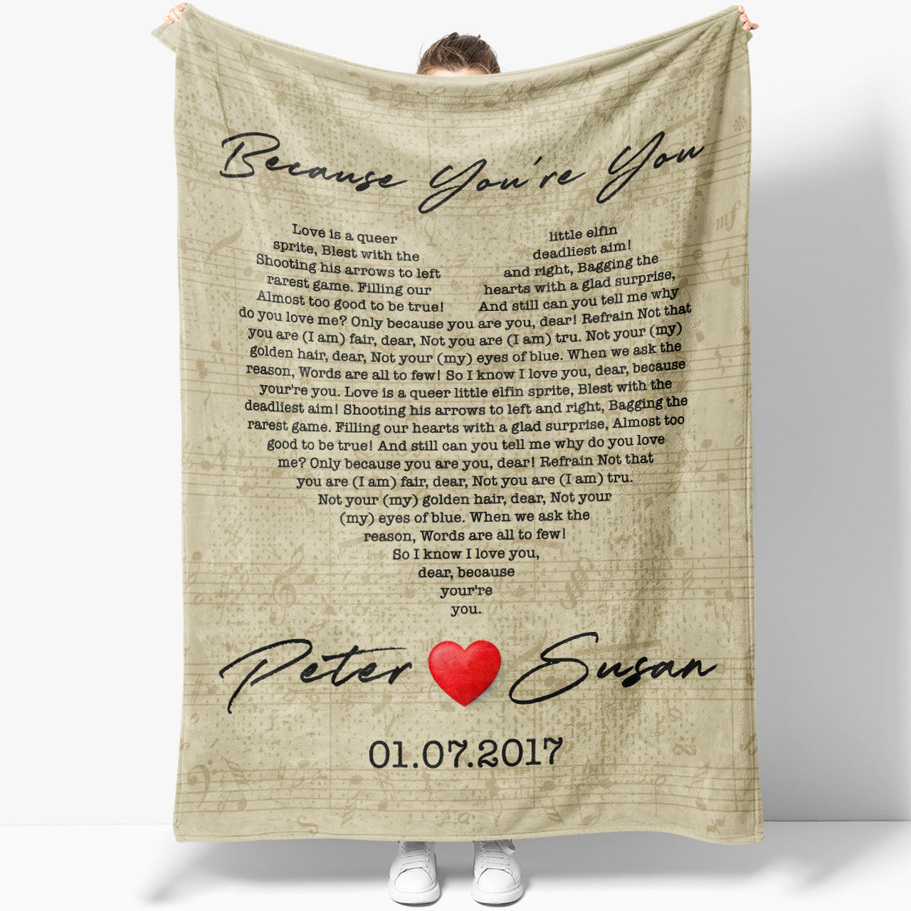 Personalized Blanket Gift For Husband Wife, Custom Message Love Dance Song Heart