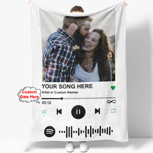 Music Blanket Scannable Code Song Custom Personalized Name Photo