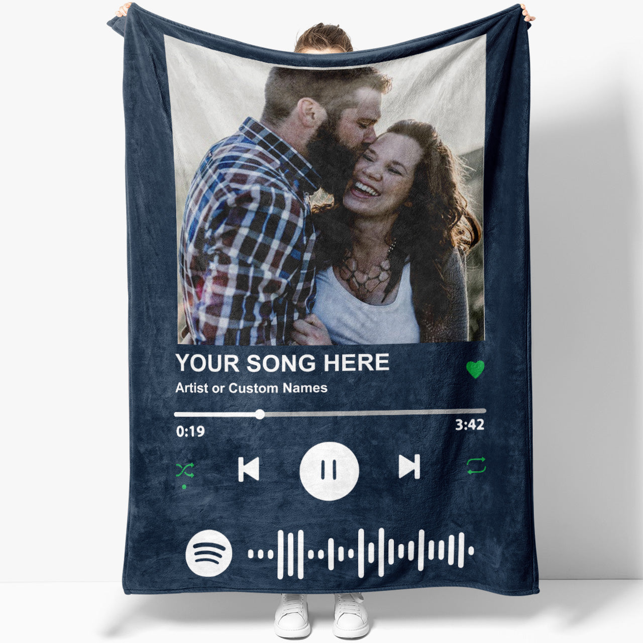 Music Blanket Scannable Code Song Custom Personalized Name Photo