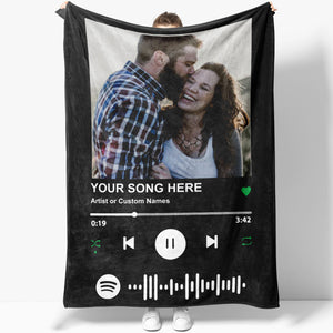 Music Blanket Scannable Code Song Custom Personalized Name Photo