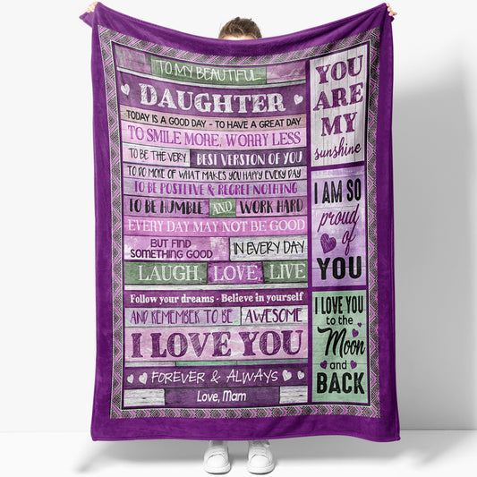 Blanket Gift For Daughter, Mother Daughter Gifts, Smile More Worry Less