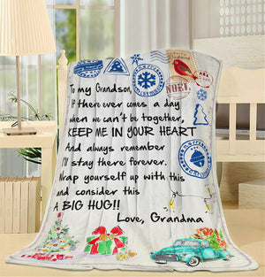 Blanket Christmas Gift For Grandson, Grandpa And Grandson Gifts, Keep Me In Your Heart