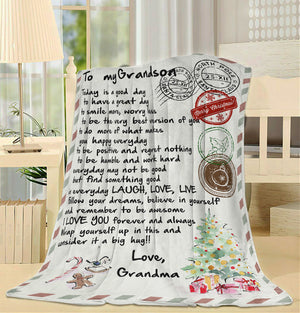 Blanket Christmas Gift For Grandson, Keepsake Gifts For Grandsons, Letter to Amazing