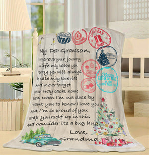 Blanket Christmas Gift For Grandson, Keepsake Gifts For Grandsons, Letter to