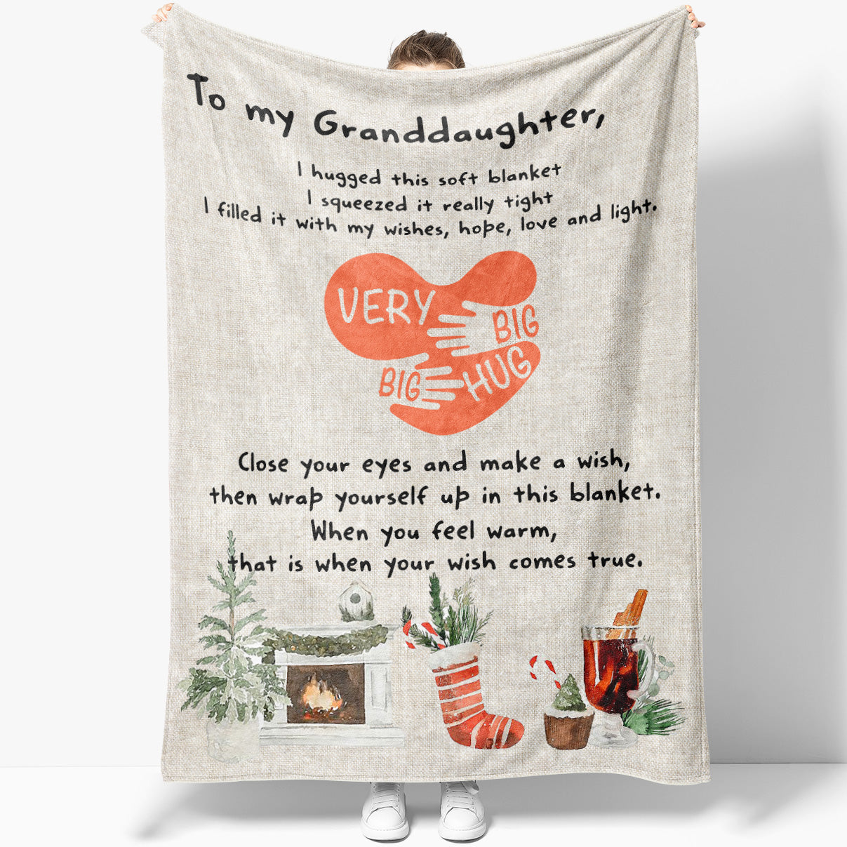 Blanket Christmas Gift For Granddaughter, a Wish Love
